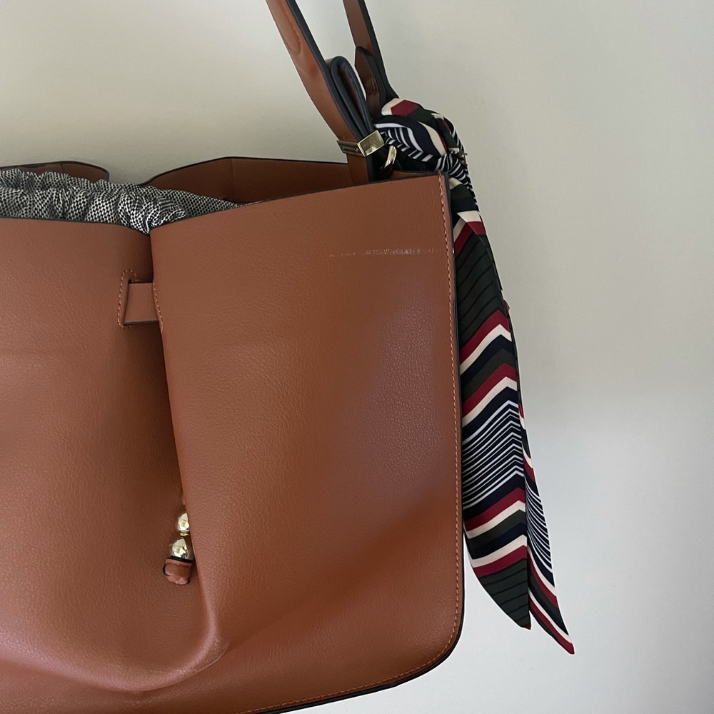 Brown faux leather tote